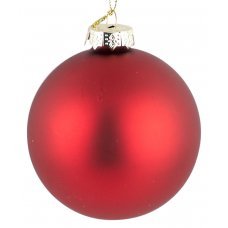 Χριστουγεννιάτικη Γυάλινη Μπάλα Κόκκινη Ματ (10cm)